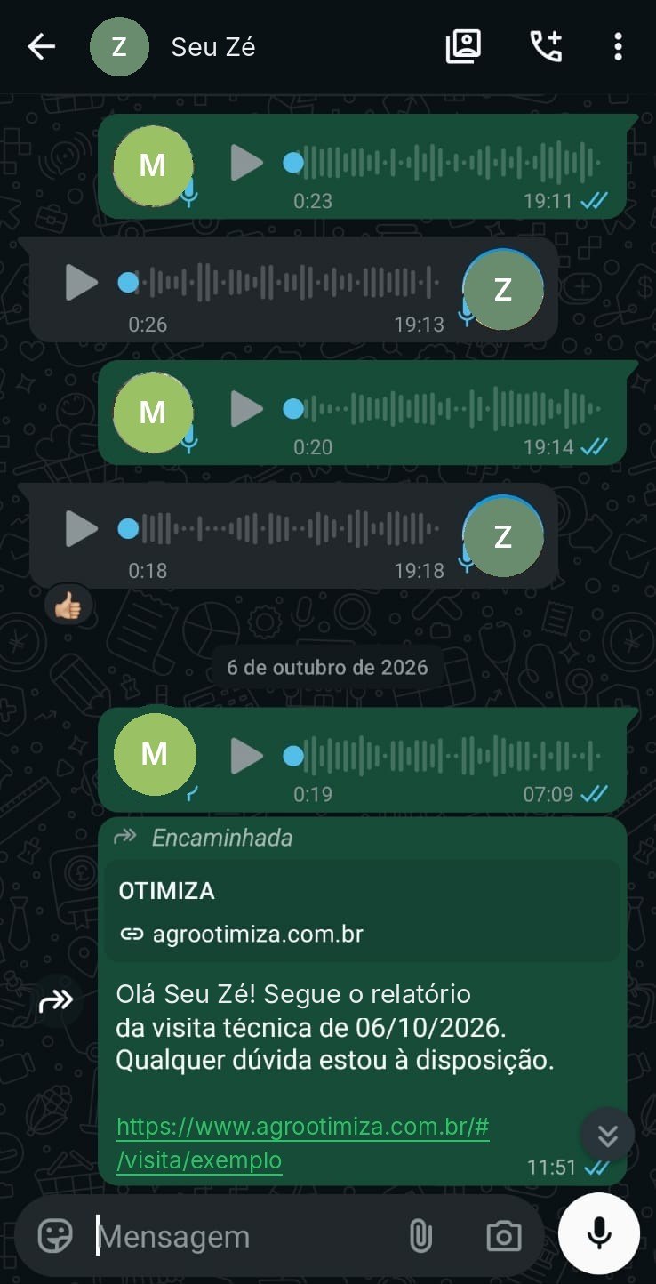 Relatório enviado ao produtor pelo WhatsApp